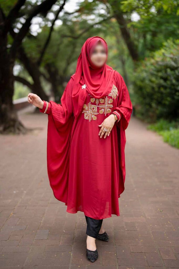 short-abaya-red