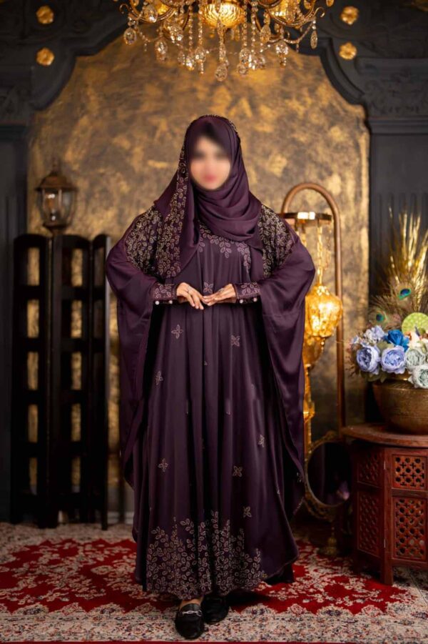 zafran-multi-stone-abaya-maroon